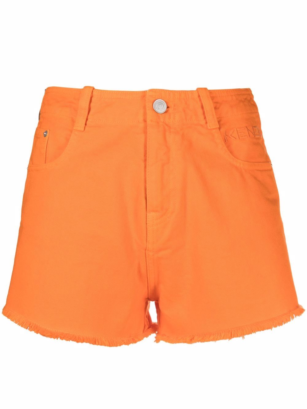 Raw-edge denim shorts - Orange