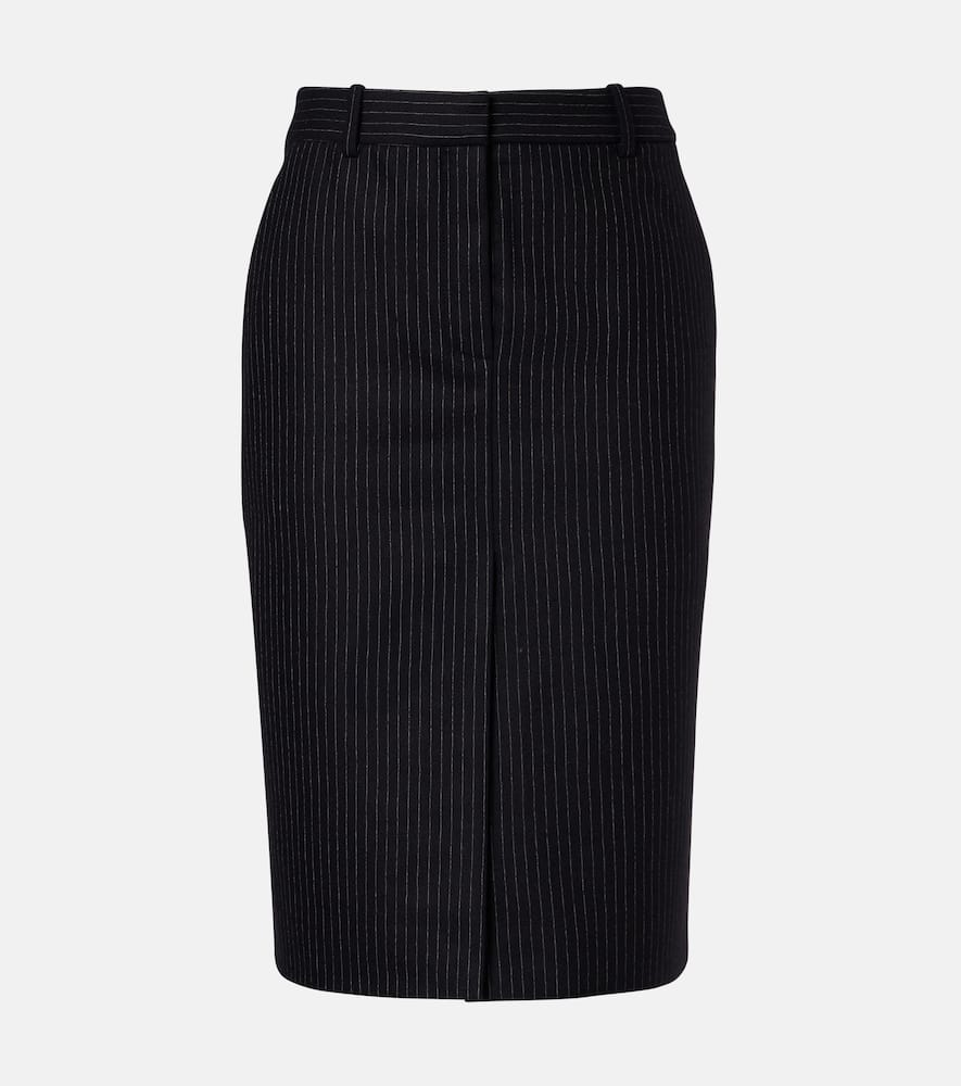 Pinstriped wool-blend pencil skirt