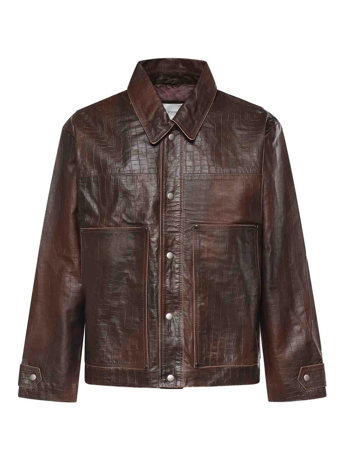 Crocodile-Embossed Leather Jacket