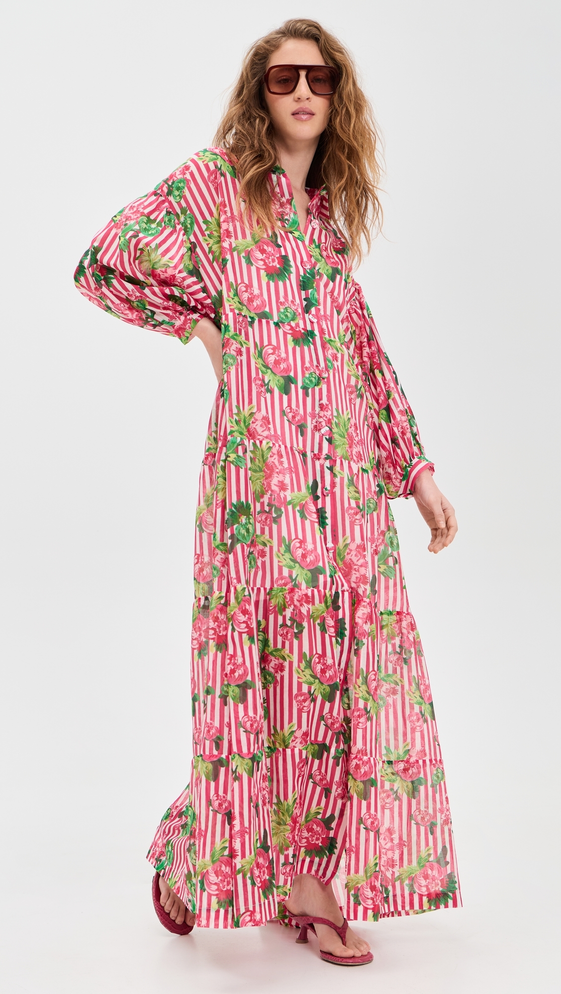 Soleil Maxi Dress Pivoines Stripe