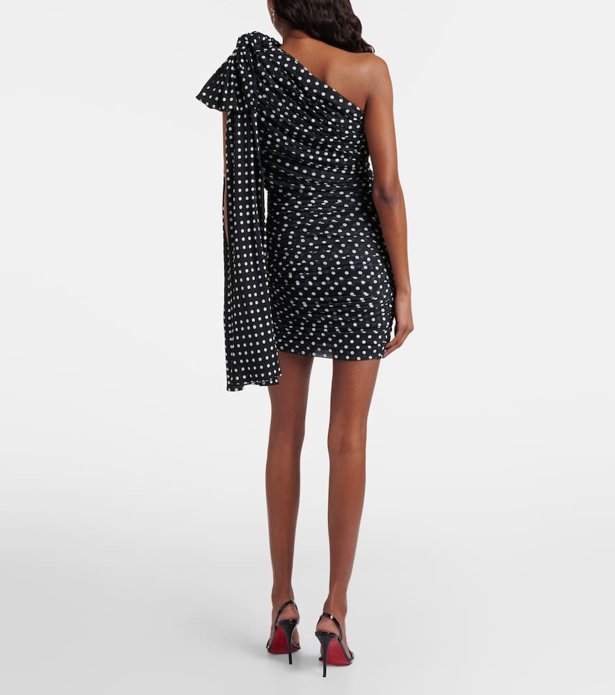 Polka-dot one-shoulder minidress