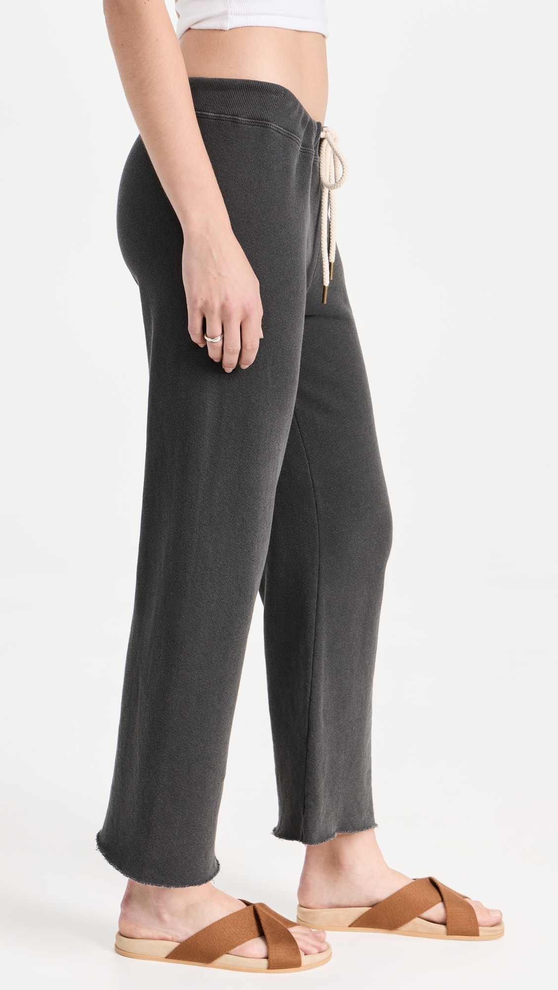 The Wide Leg Cropped Sweatpants Washed Black