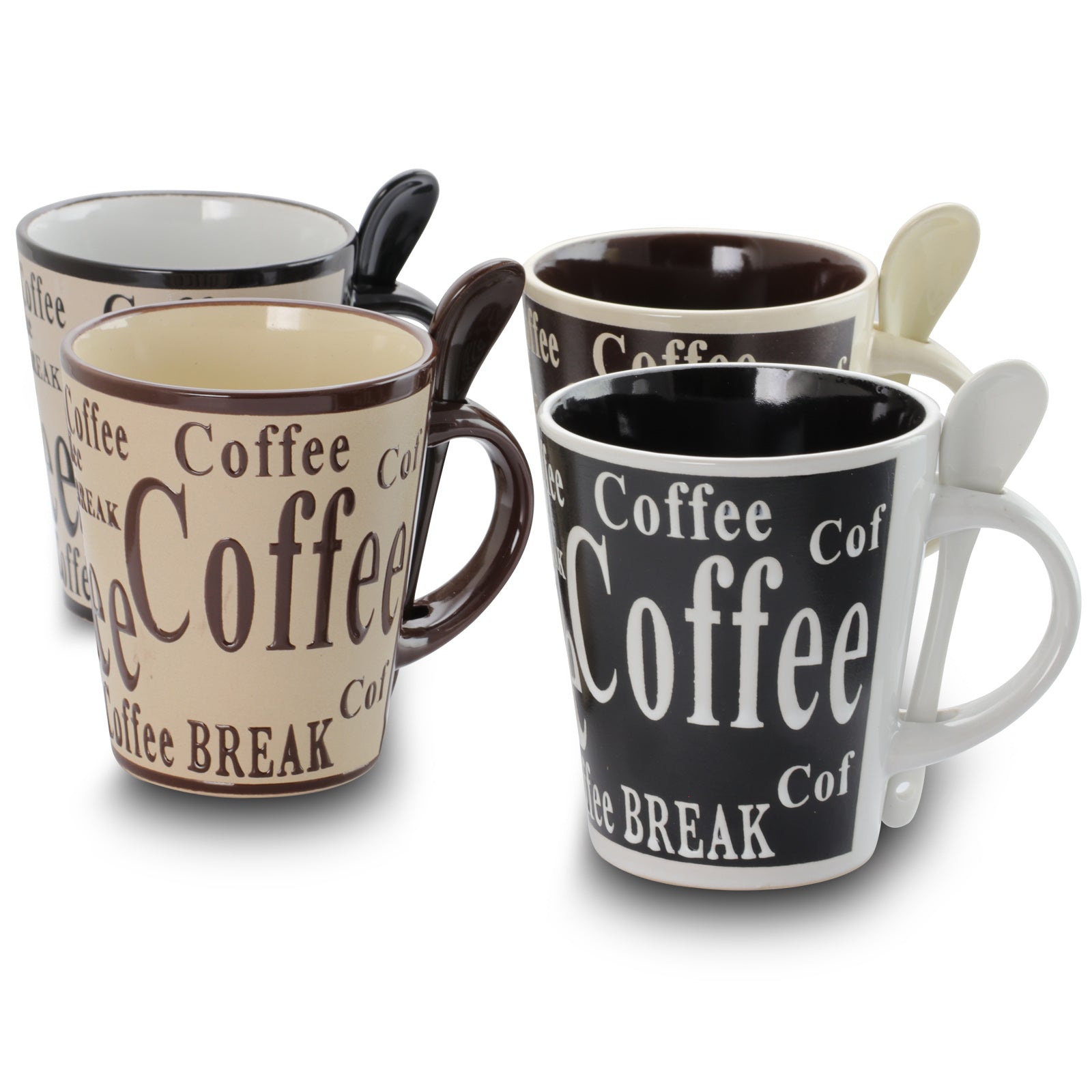 Bareggio 8 Piece 13 Ounce Coffee Mug with Spoon Set, Service for 4