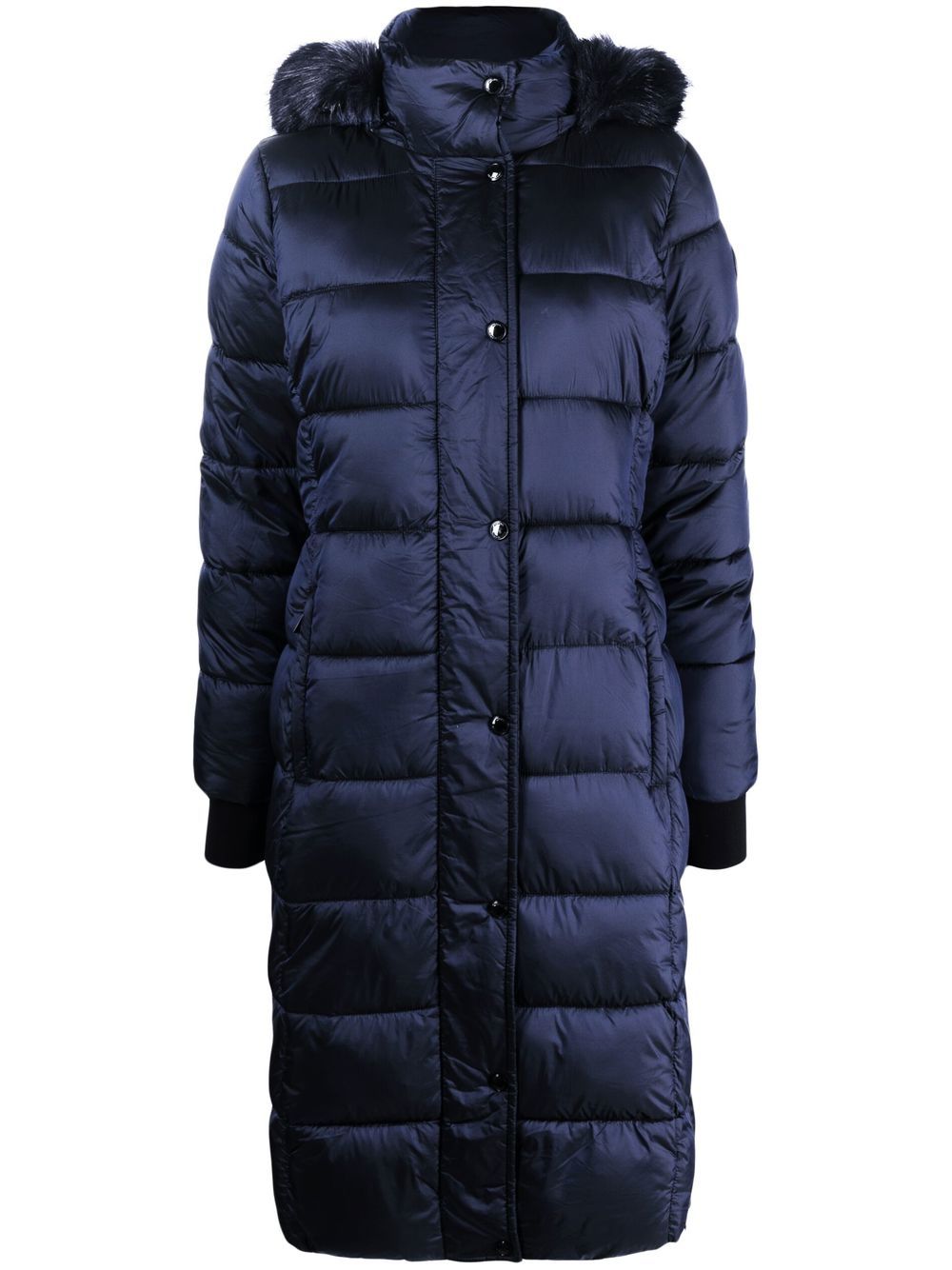 Iridescent belted padded coat - Blue