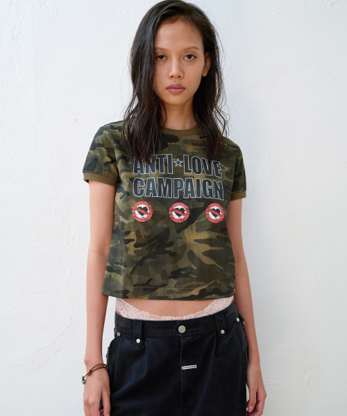 ANTI LOVE CAMO RINGER TEE KHAKI