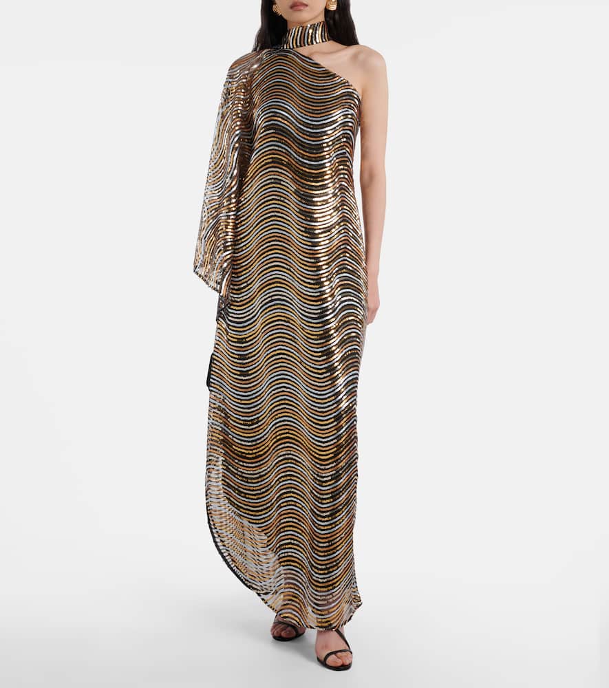 Glaum one-shoulder sequined gown