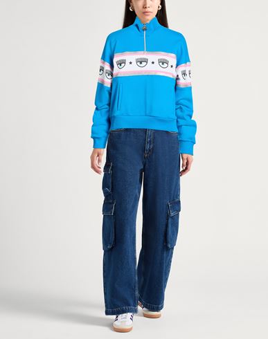 Woman Sweatshirt Azure Size XS Cotton, Elastane
