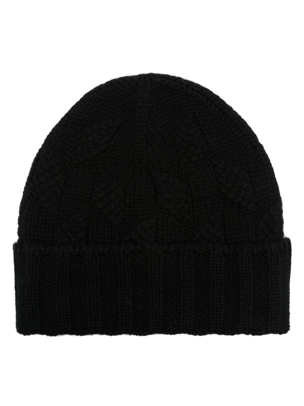 Cable-knit cashmere beanie - Black