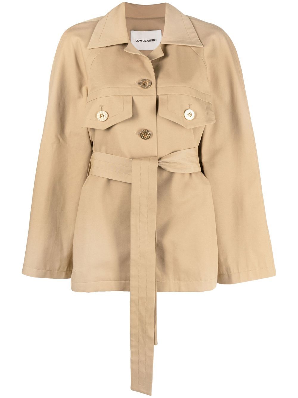 Cropped belted trench coat