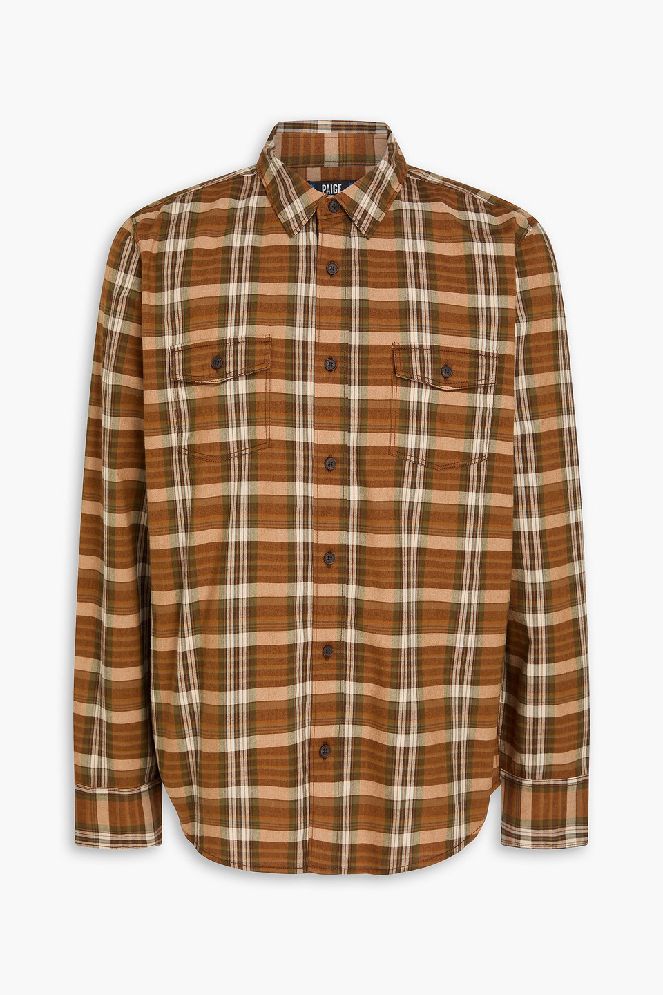 Everett checked cotton-blend poplin shirt - Brown - S