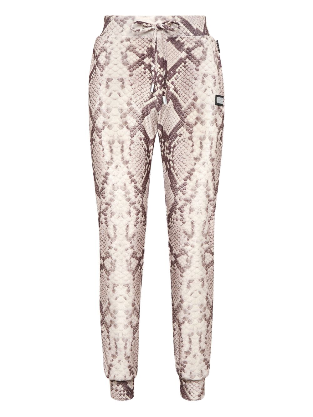 Python-print drawstring trousers - Brown
