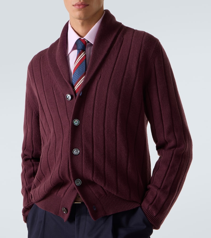 Rib-knitted cashmere cardigan