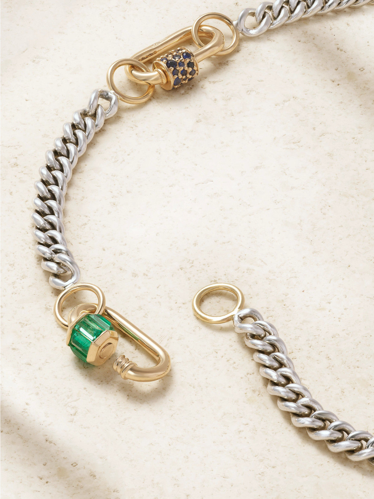Babylock Sterling Silver And 14-karat Gold, Emerald And Sapphire Necklace - One size