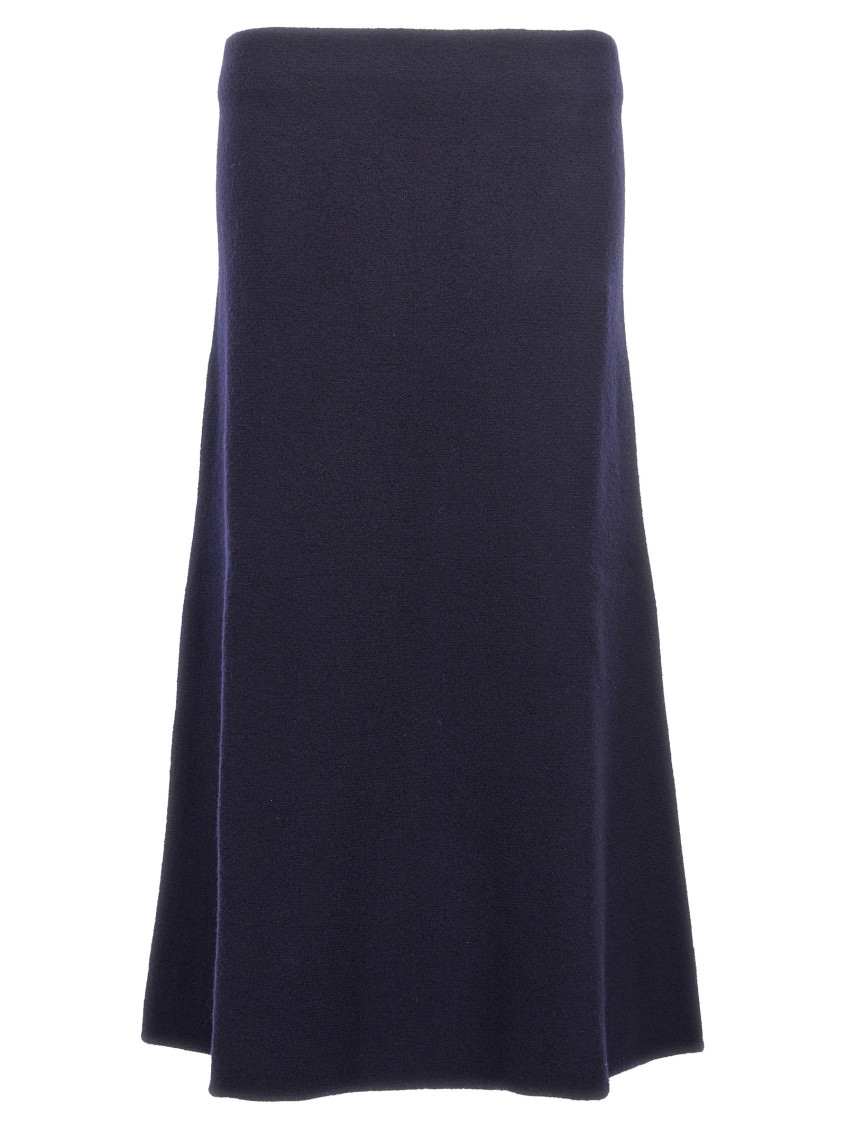 -Long Wool Skirt Gonne Blu-Donna