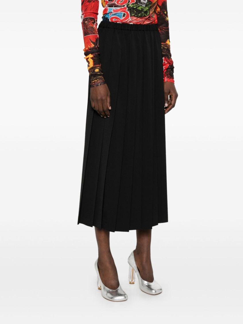 Black Pleated Midi Skirt