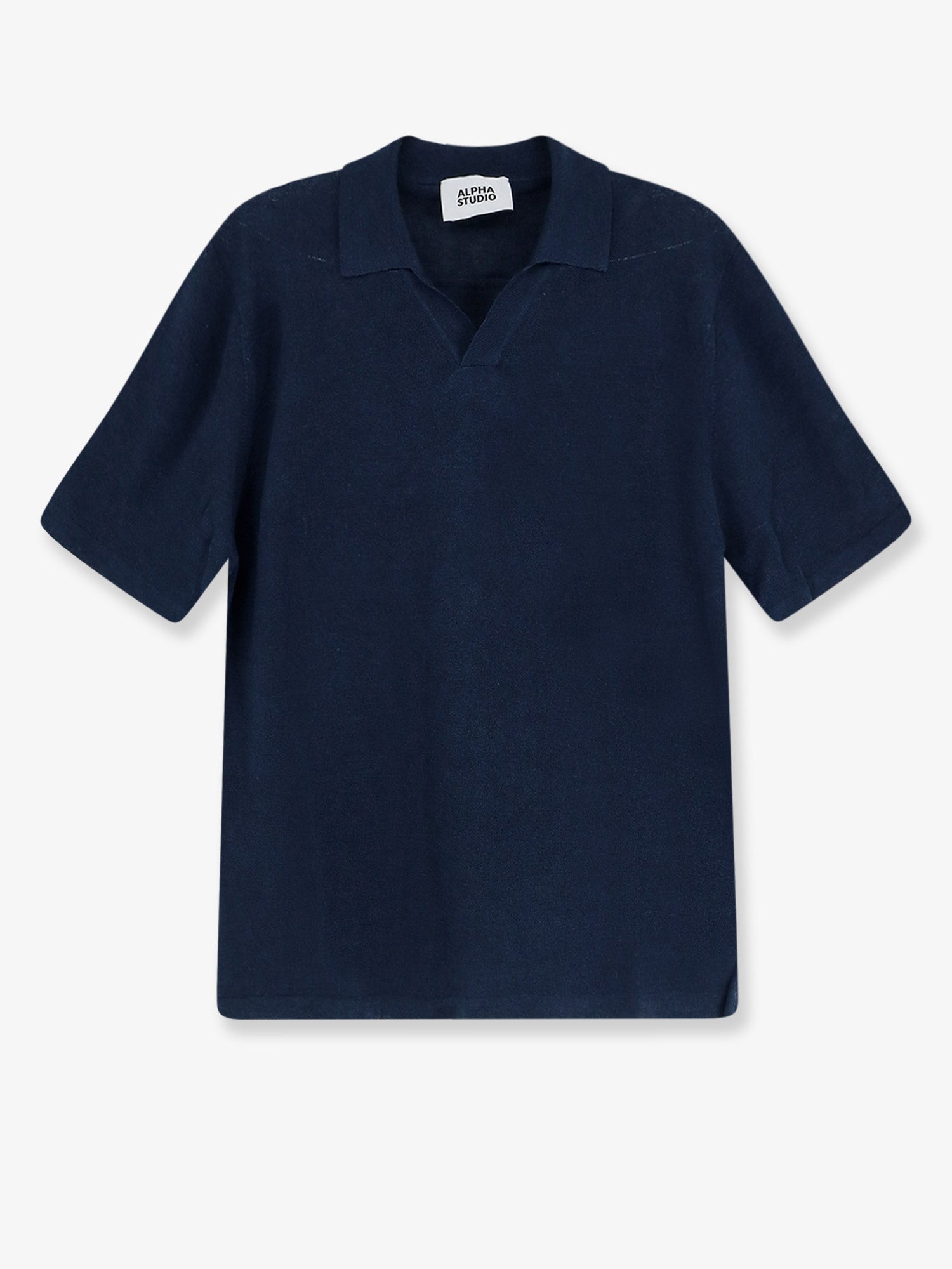 Linen-Cotton Polo Shirt — Navy