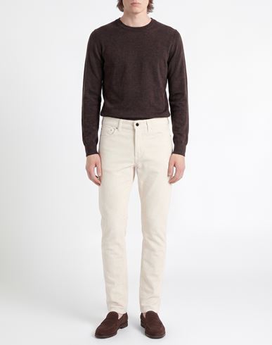 Man Pants Off white Size 32 Cotton, Elastane