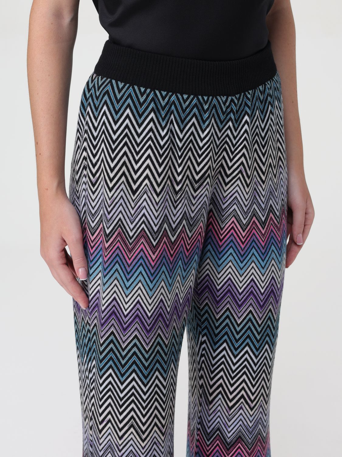 Zigzag woven wool flared trousers - Pink