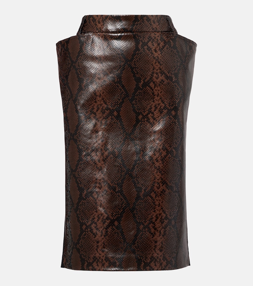 Snake-effect midi skirt
