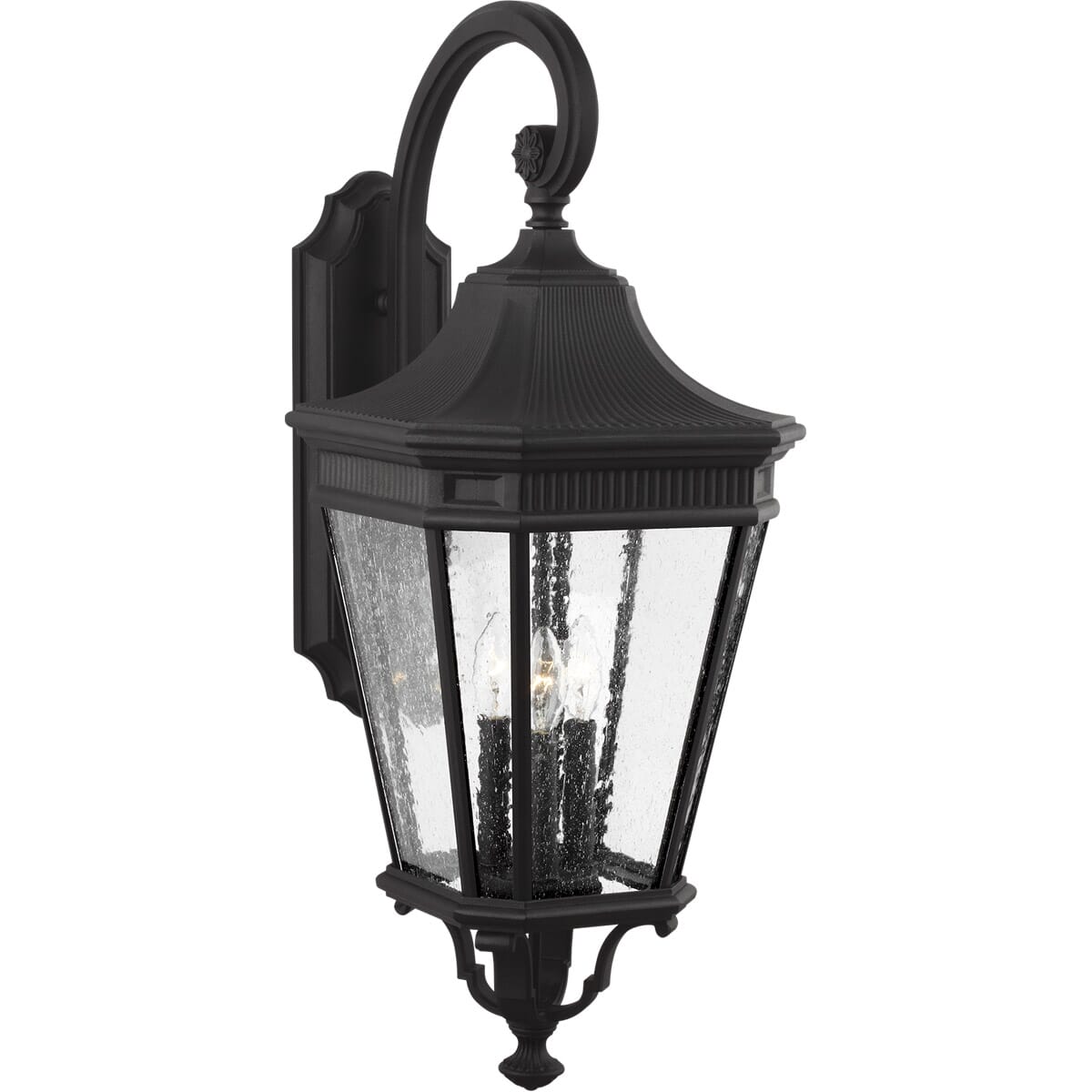 Black Three Light Outdoor Wall Lantern from the Cotswold Lane Collection