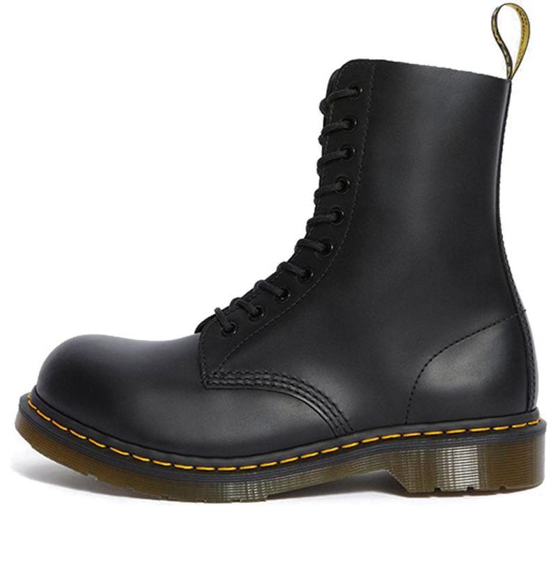 1919 Leather Med Calf Boots Black