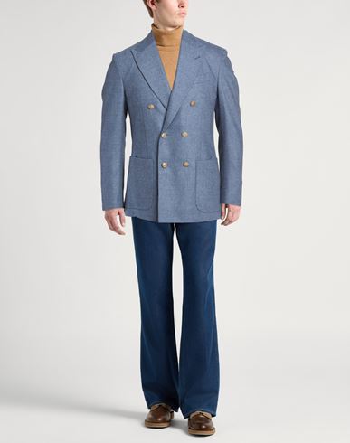 Man Blazer Slate blue Size 36 Wool, Cashmere, Elastane
