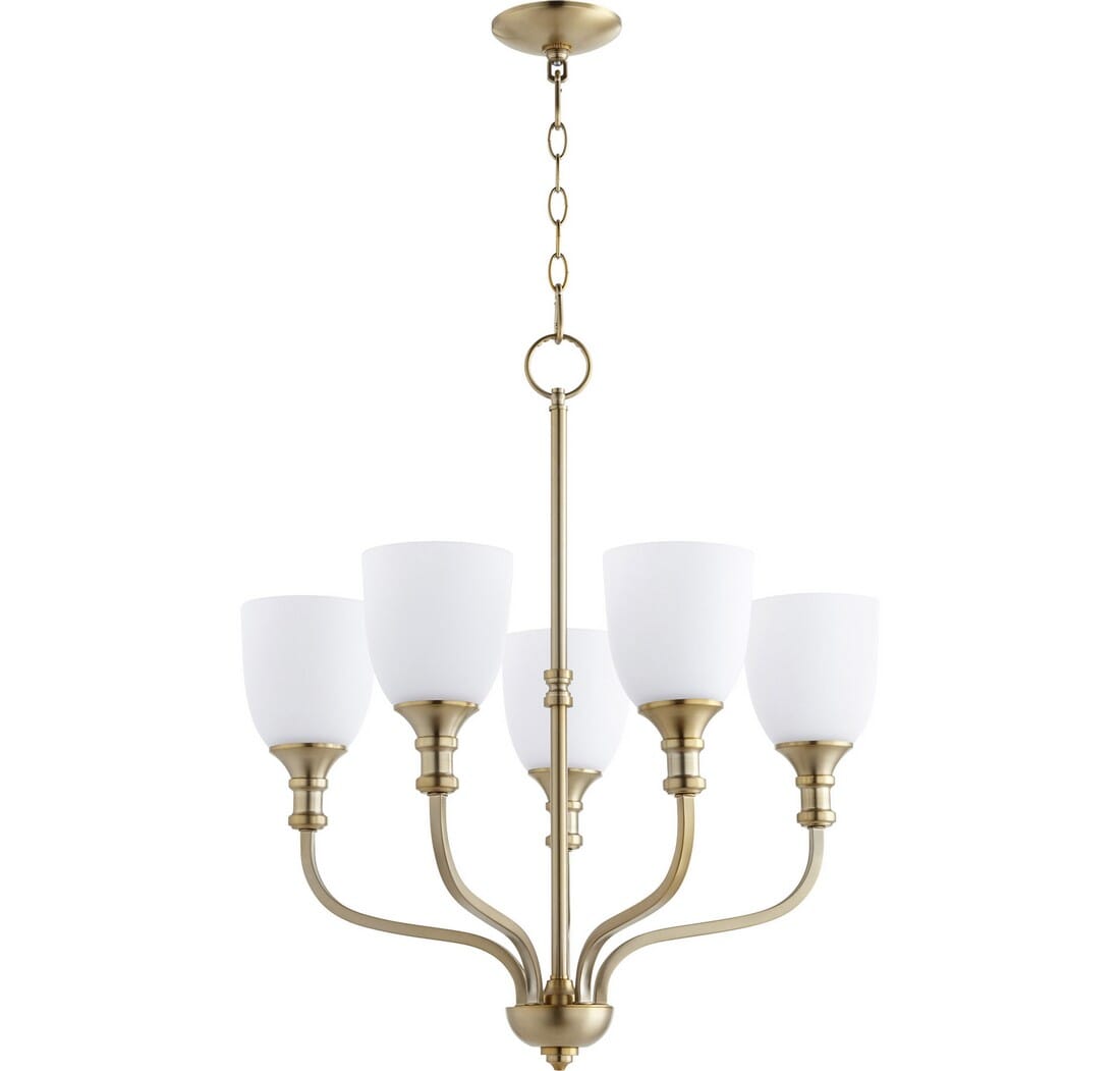 Quorum Richmond 5-Light Transitional Chandelier in Aged Bra