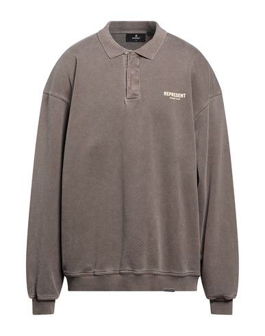 Man Sweatshirt Taupe Size XL Cotton