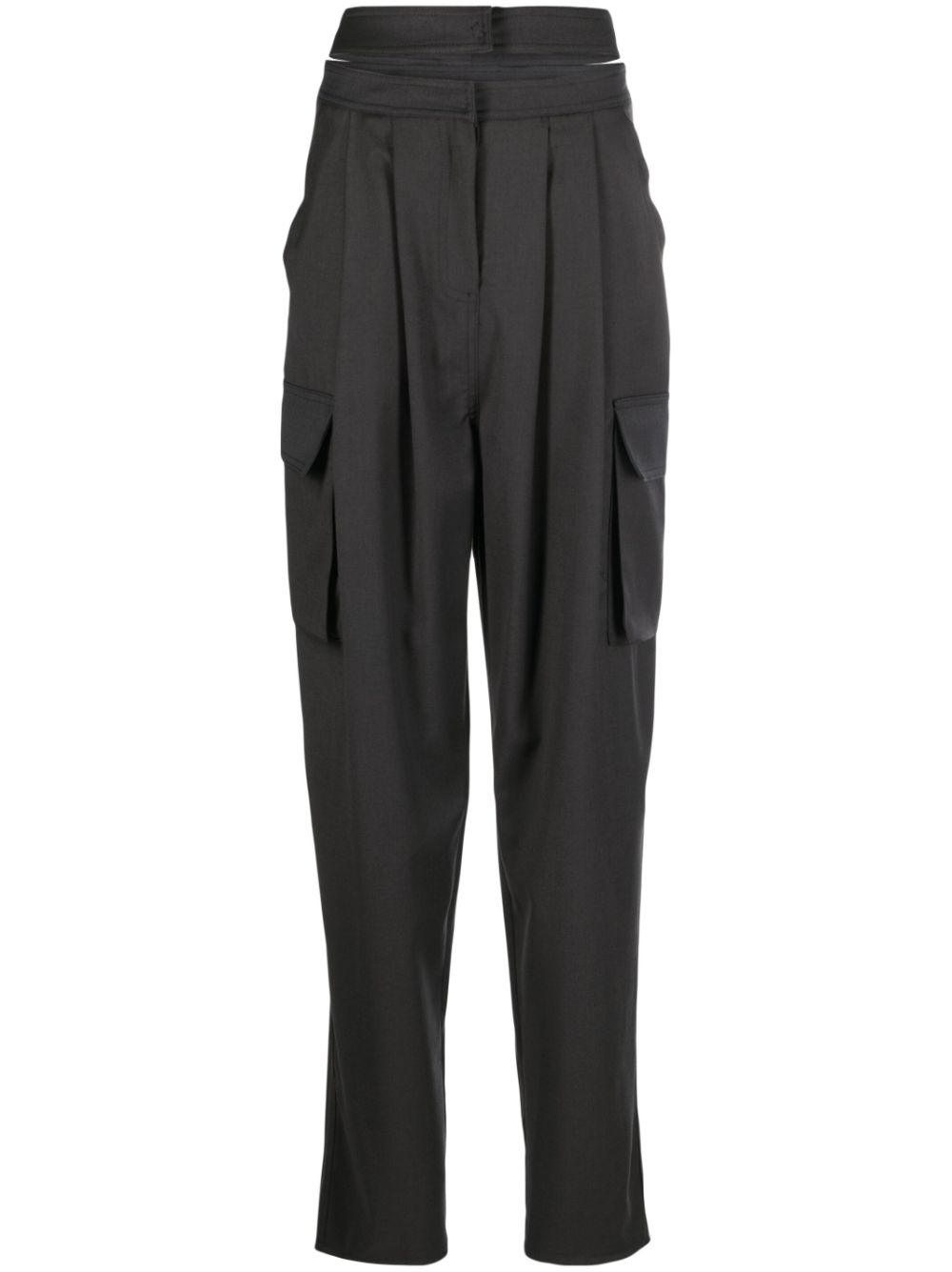 Pleated cut-out cargo trousers - Grey