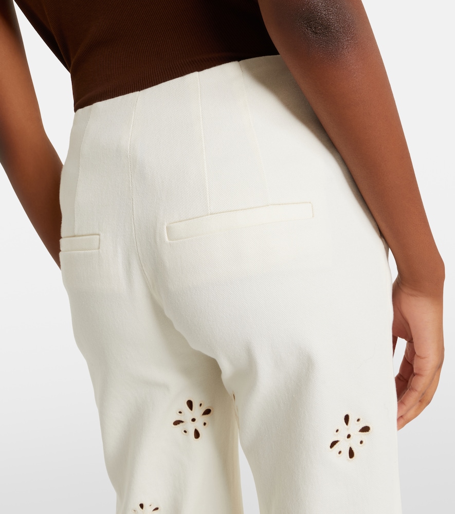 Komi eyelet cotton twill flared pants