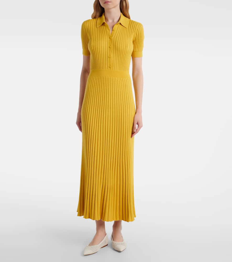 Pleated cashmere and silk polo dress
