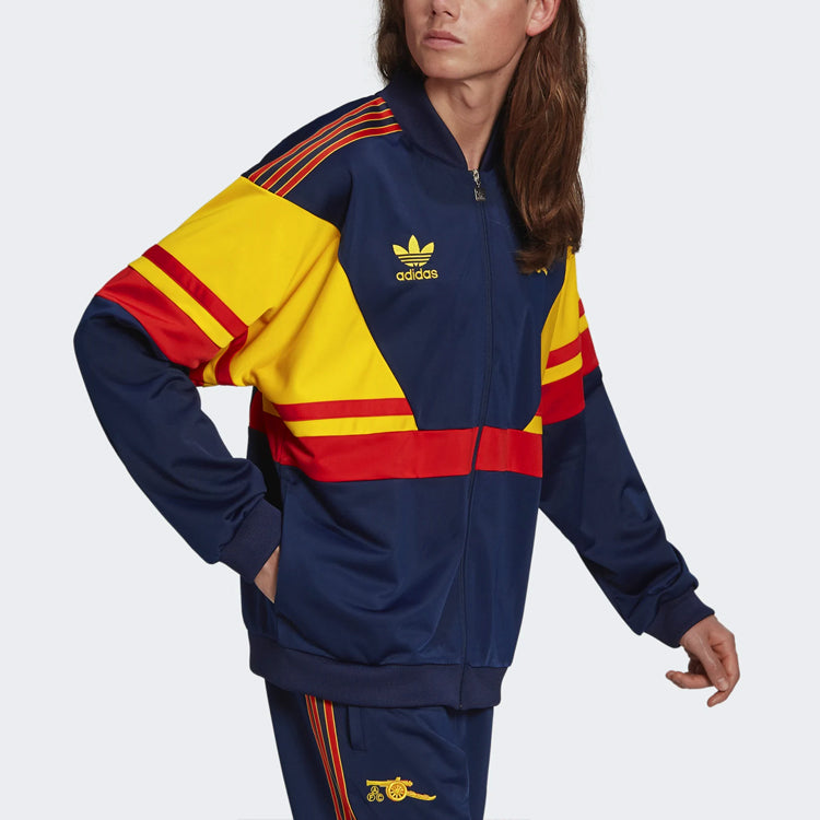 Originals Colorblock Stripe Logo Embroidered Soccer/Football Sports Jacket Arsenal Navy Blue