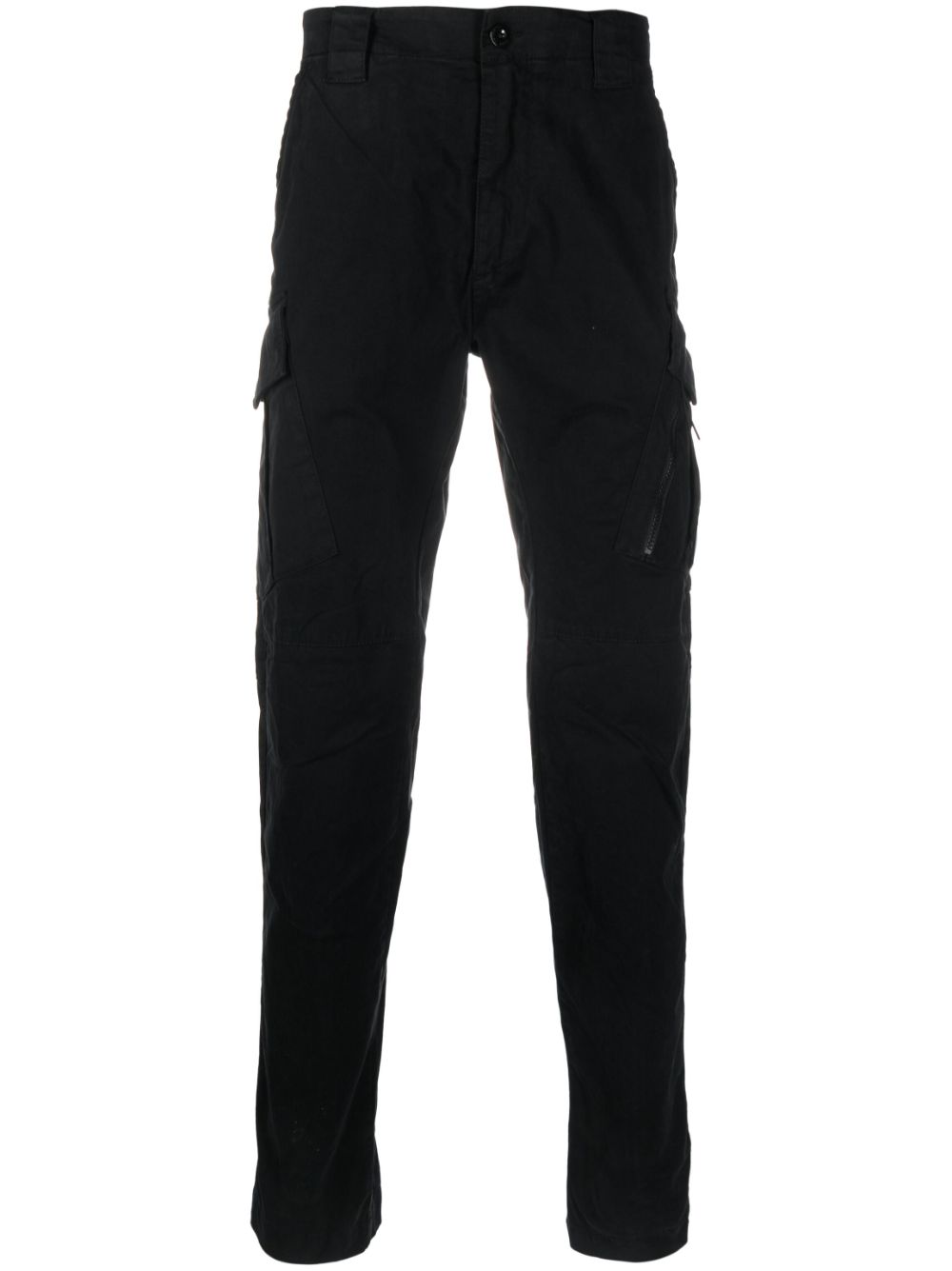 Lens-detail cotton trousers - Black