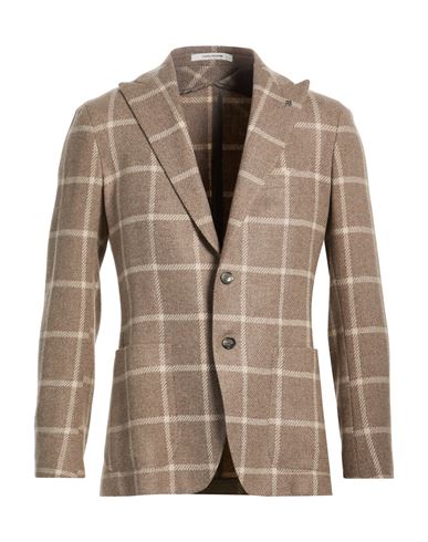 Man Blazer Khaki Size 40 Virgin Wool, Polyamide