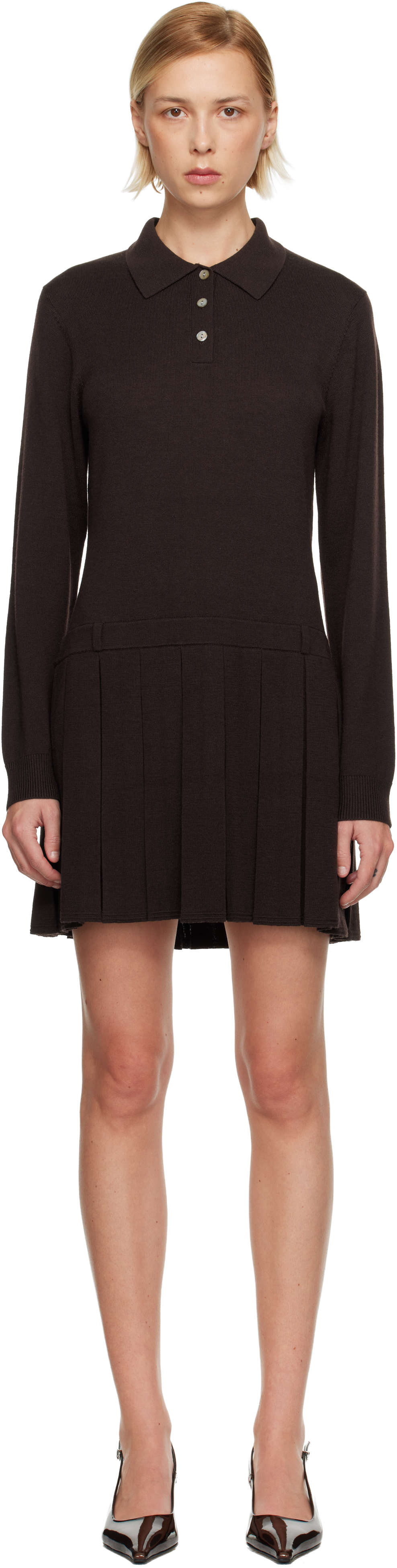 Brown Hague Sweater Minidress