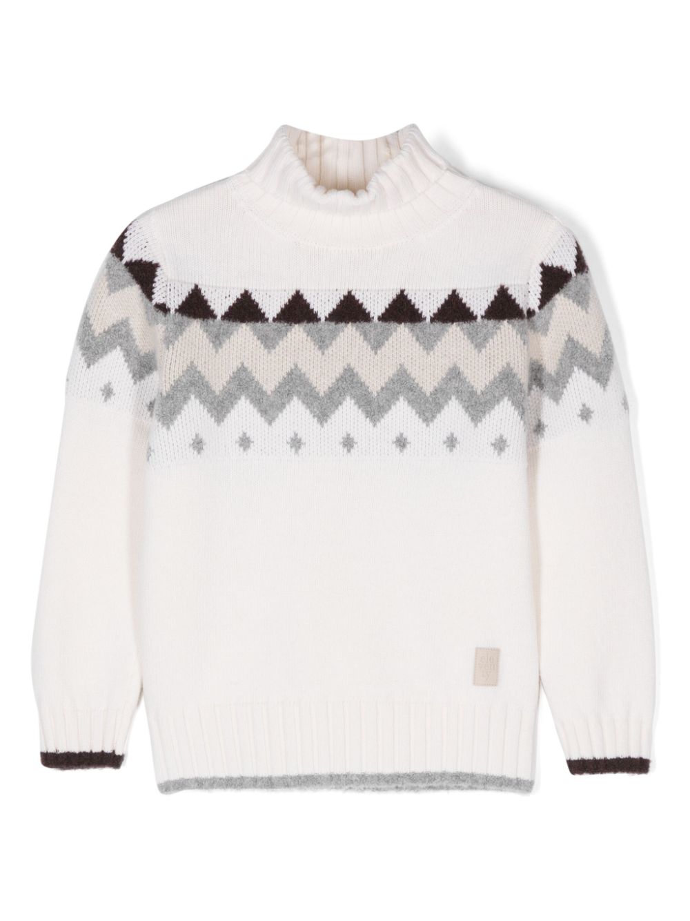 Intarsia-knit sweater - Neutrals
