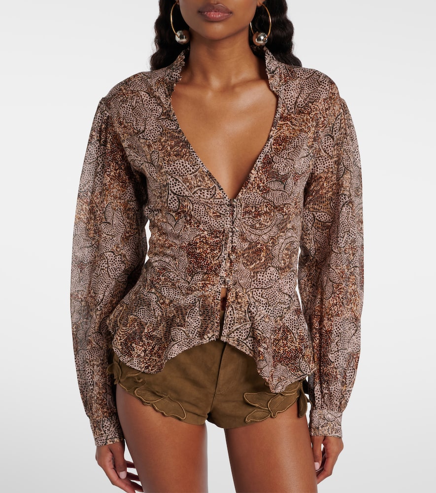Celeny printed cotton voile blouse