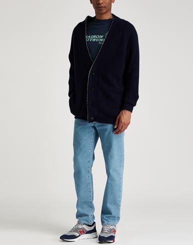 Man Cardigan Navy Size L Wool, Cashmere