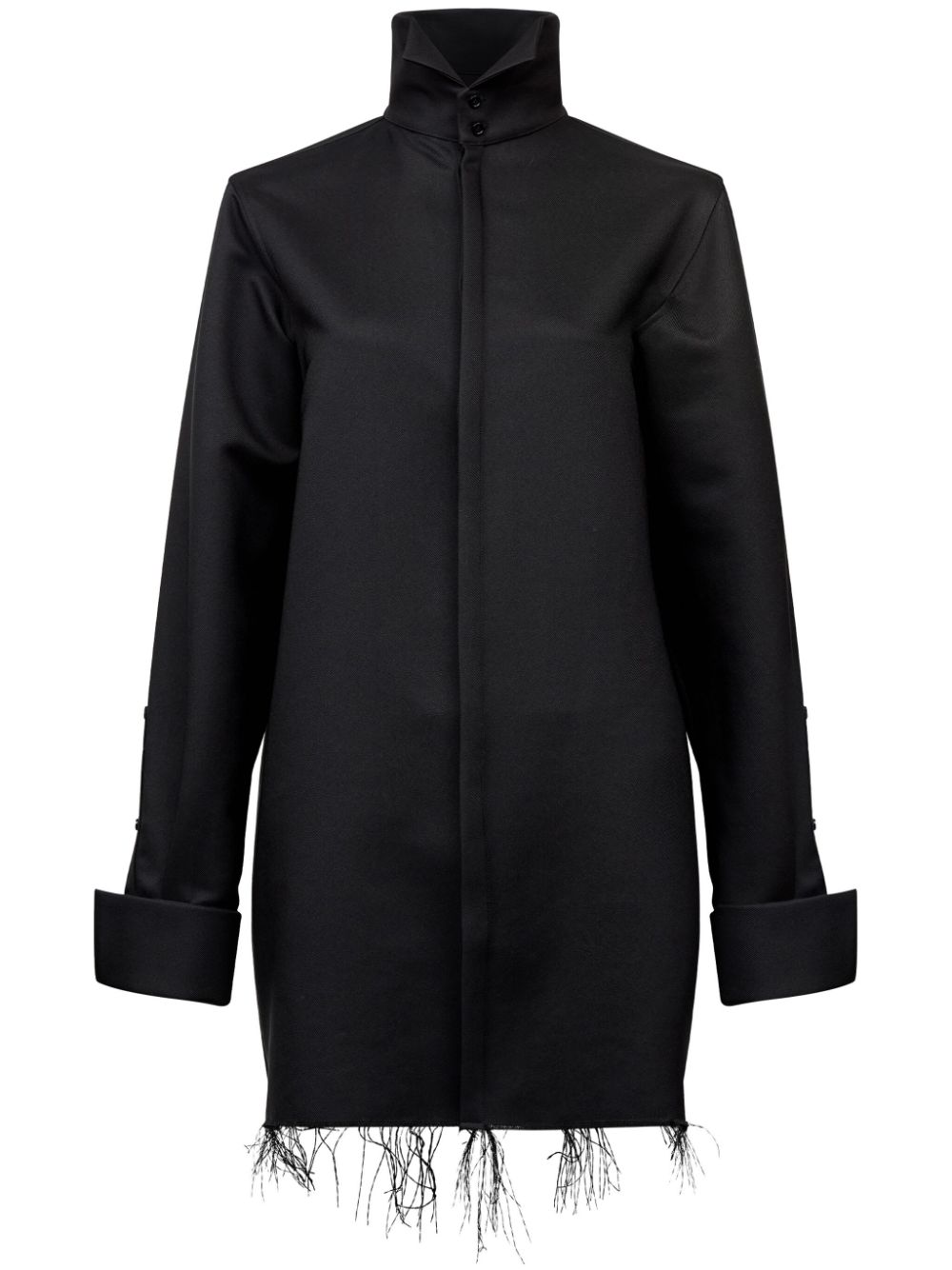 Frayed-hem high-neck shirt - Black
