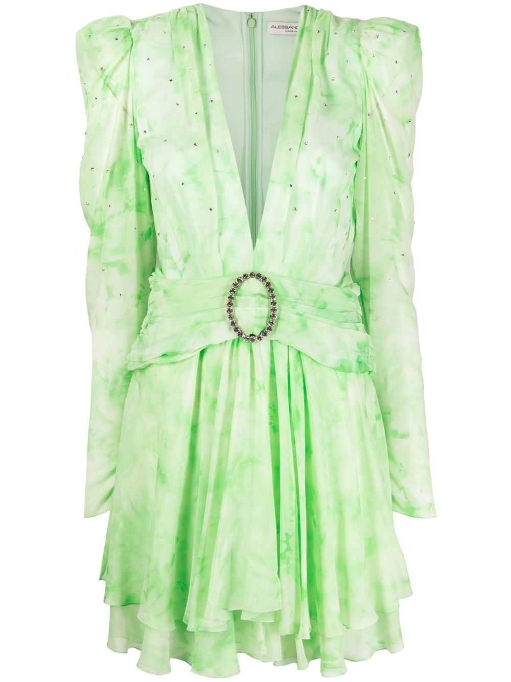 Crystal-embellished silk minidress - Green