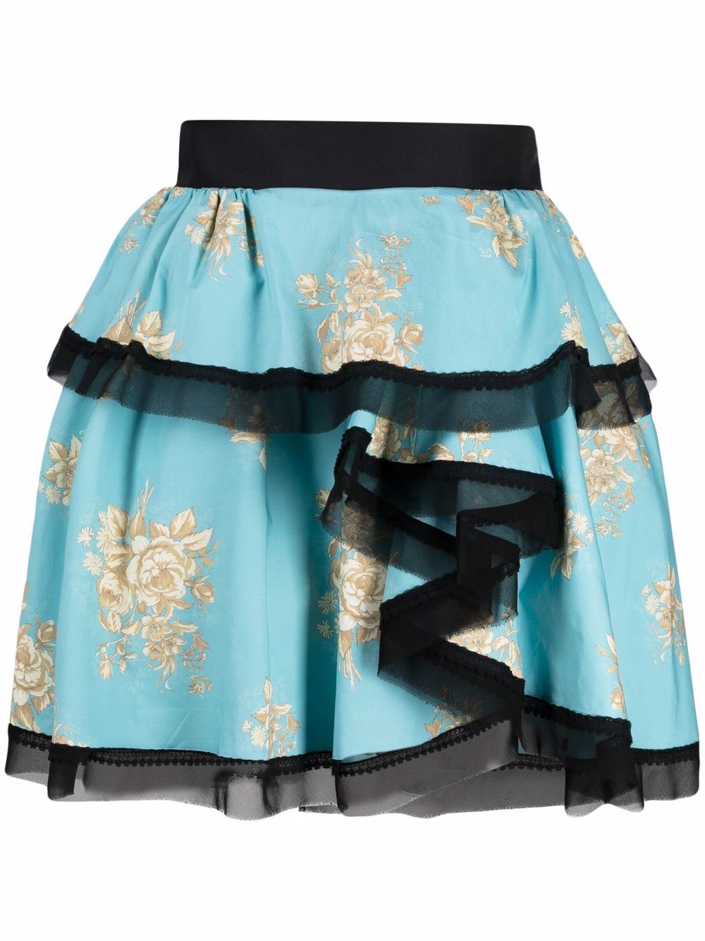 Asymmetric floral-print mini skirt - Pink