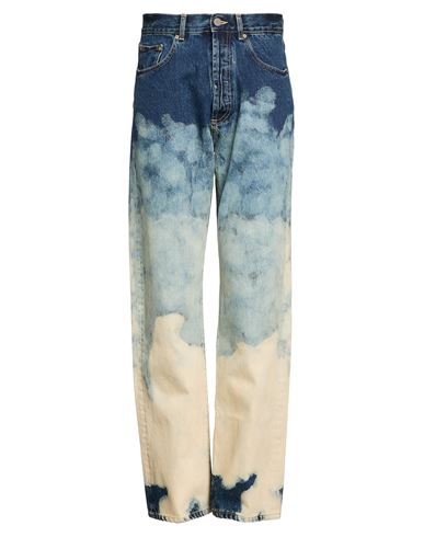 Man Jeans Blue Size 31 Cotton, Leather
