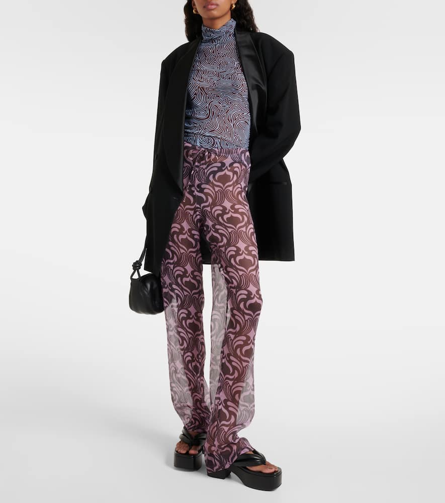 Pachas printed silk straight pants
