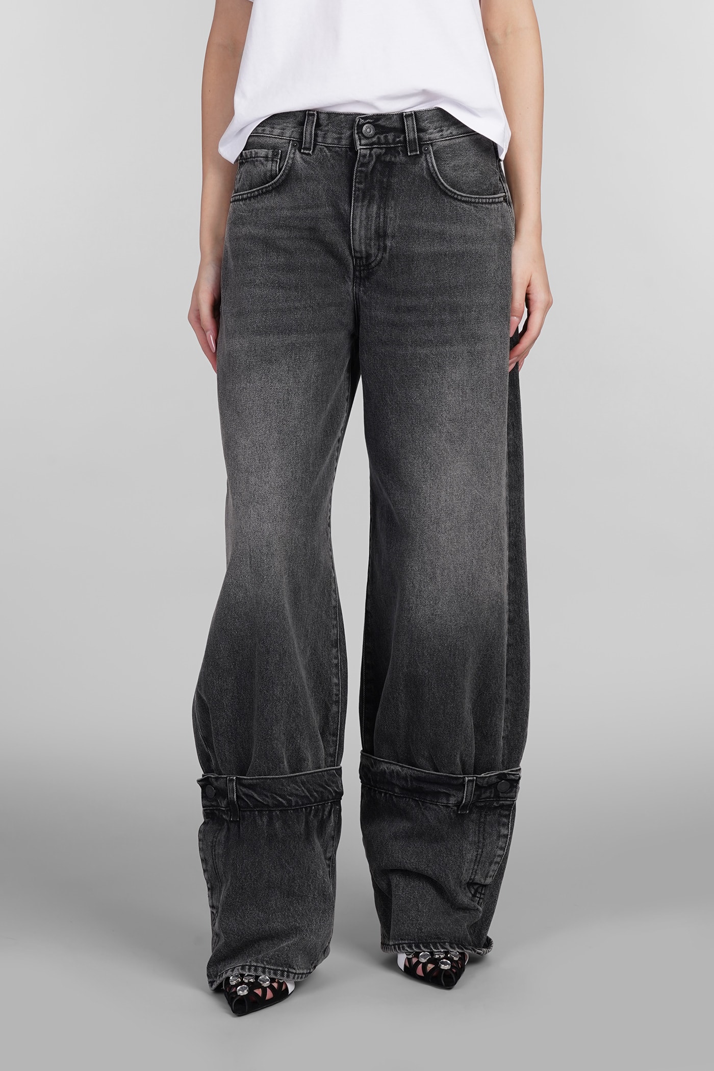 Cuff-detail jeans - Black