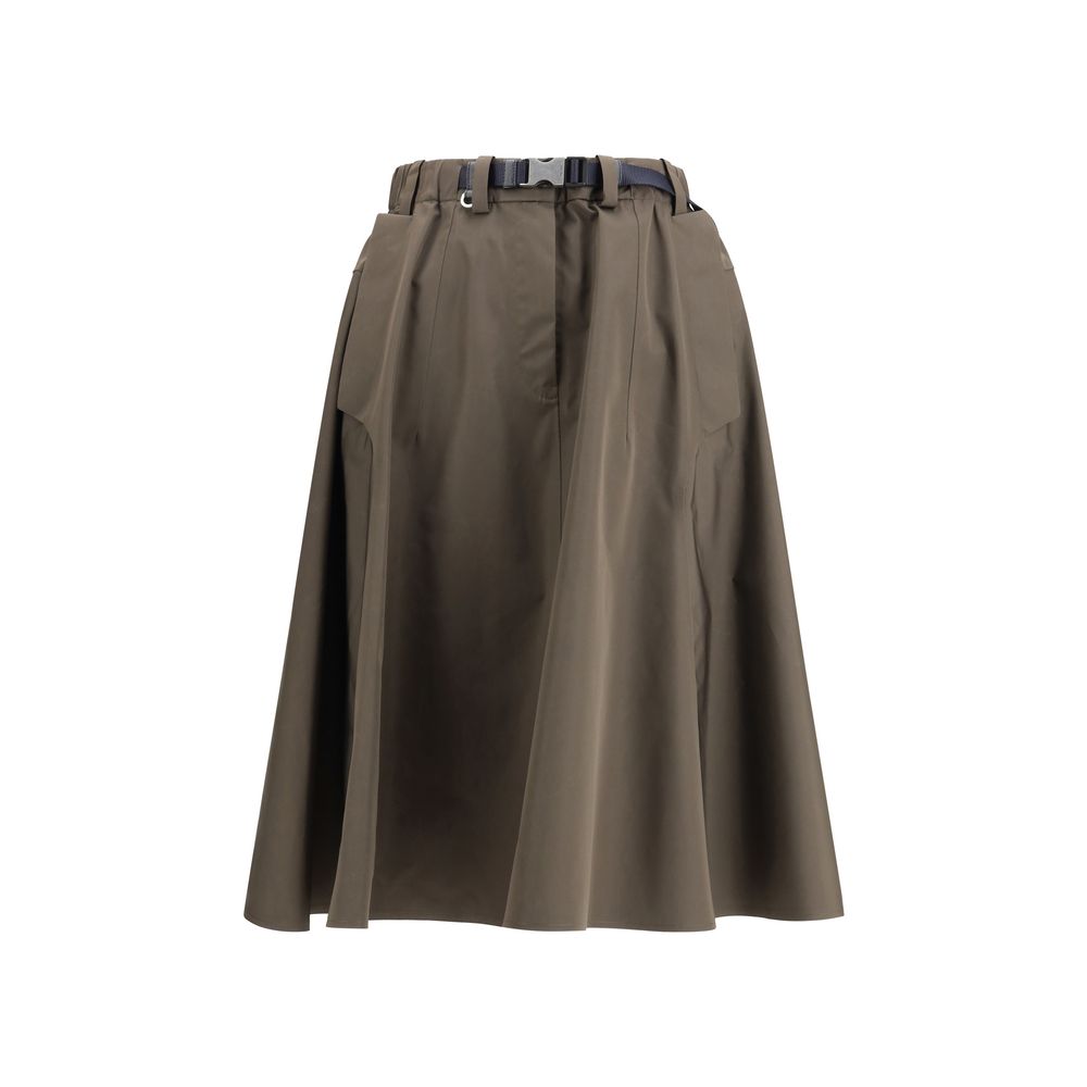 Recycled Polyester Midi Skirt — Brown