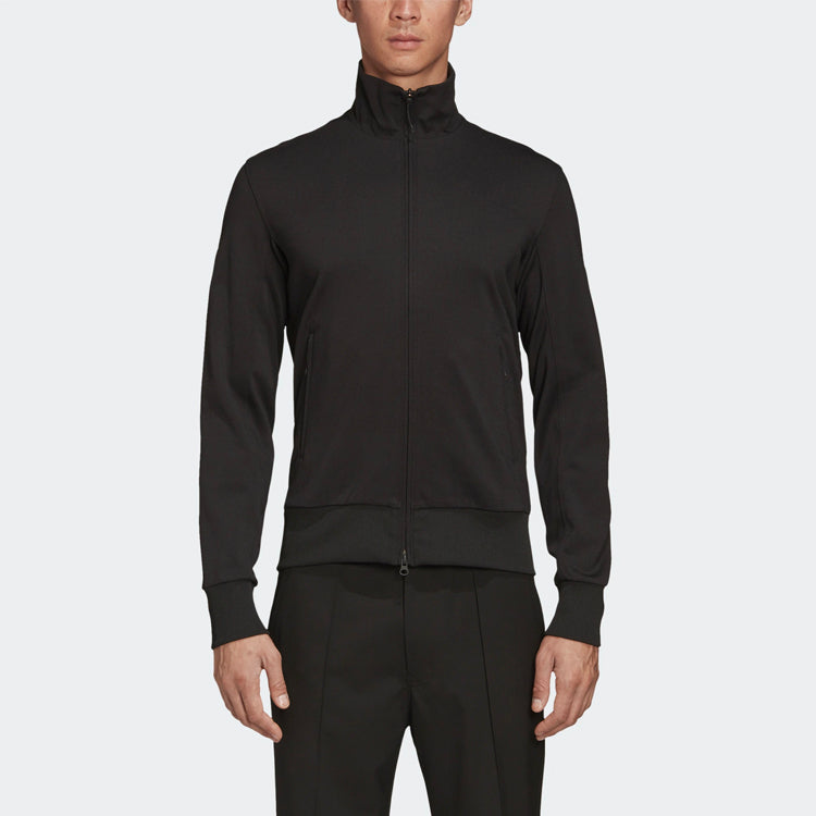 Men's Y-3 Printing Logo Stand Collar Zipper Long Sleeves Jacket Black