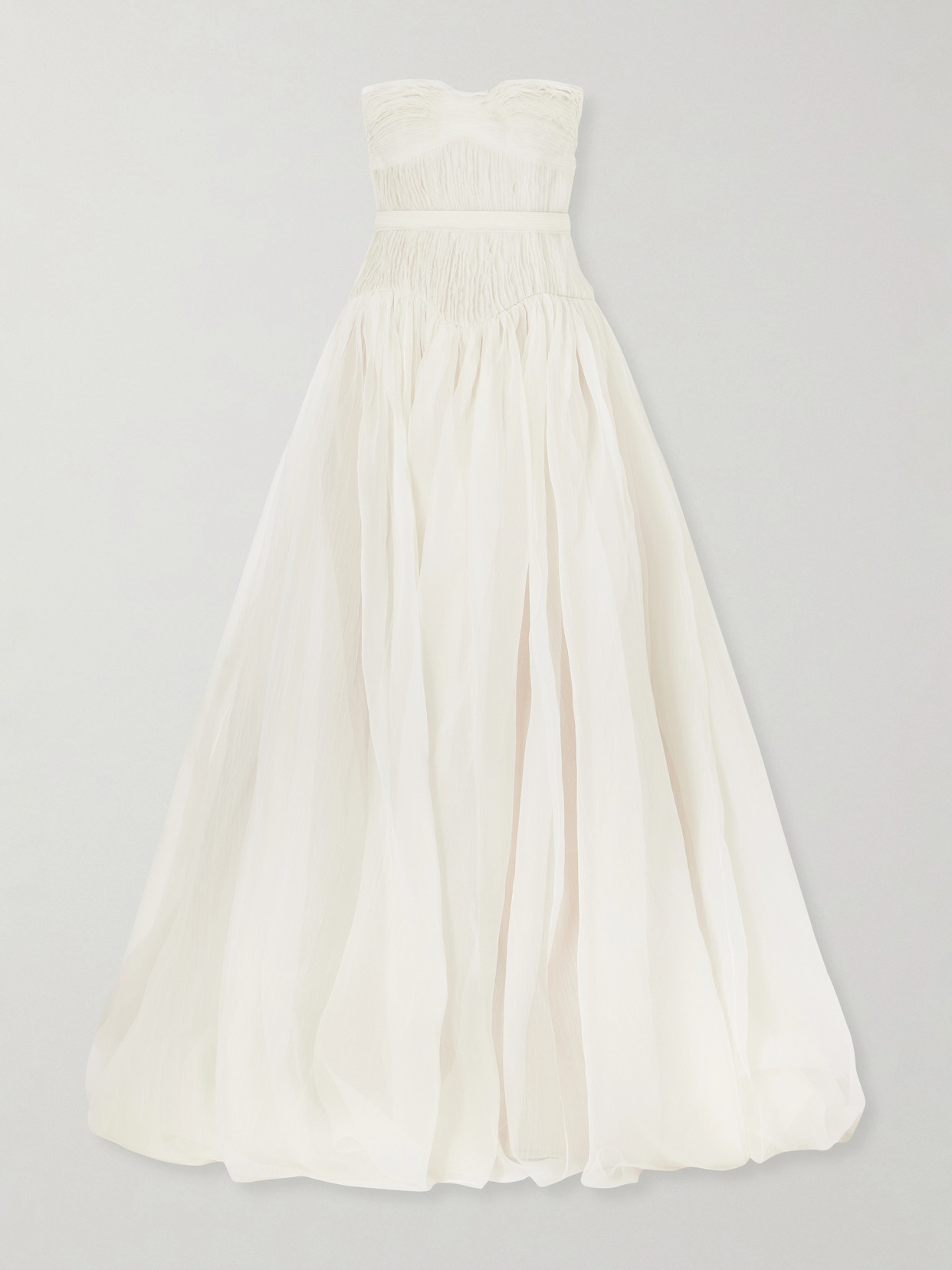 Strapless Bustier Crinkled Silk-organza Gown