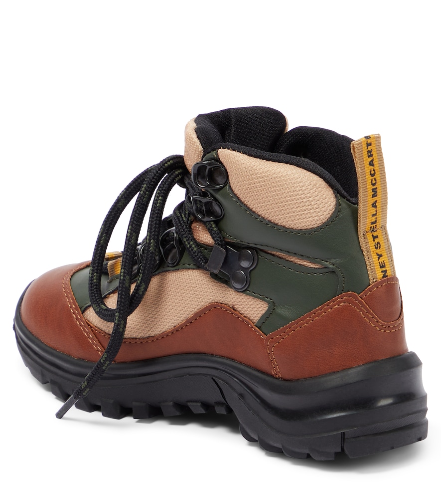 Faux leather and mesh boots