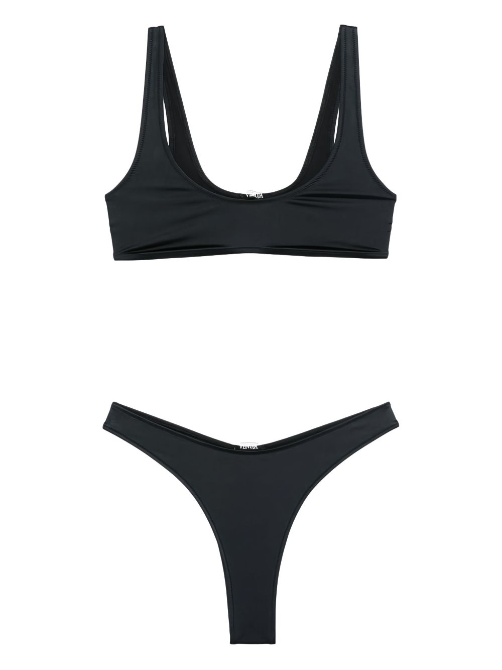 Plunge-neck bikini set - Black