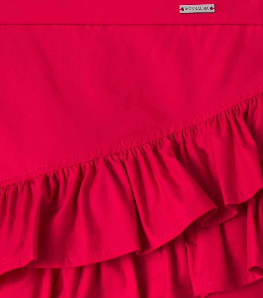 Ruffled cotton-blend skirt